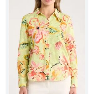 Nicole‎ Miller Embroidered Eyelet Button-Down Shirt
